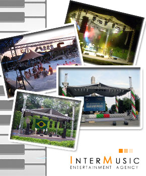 Интермюзик  импресарска дейност /музикални изпълнители във всякакви формации , DJ ,aртисти за шоу - програми/; озвучаване на зали, ресторанти, партита , концерти на открито и други видове тържества и мероприятия , оборудване на пиано-барове, караоке клубо